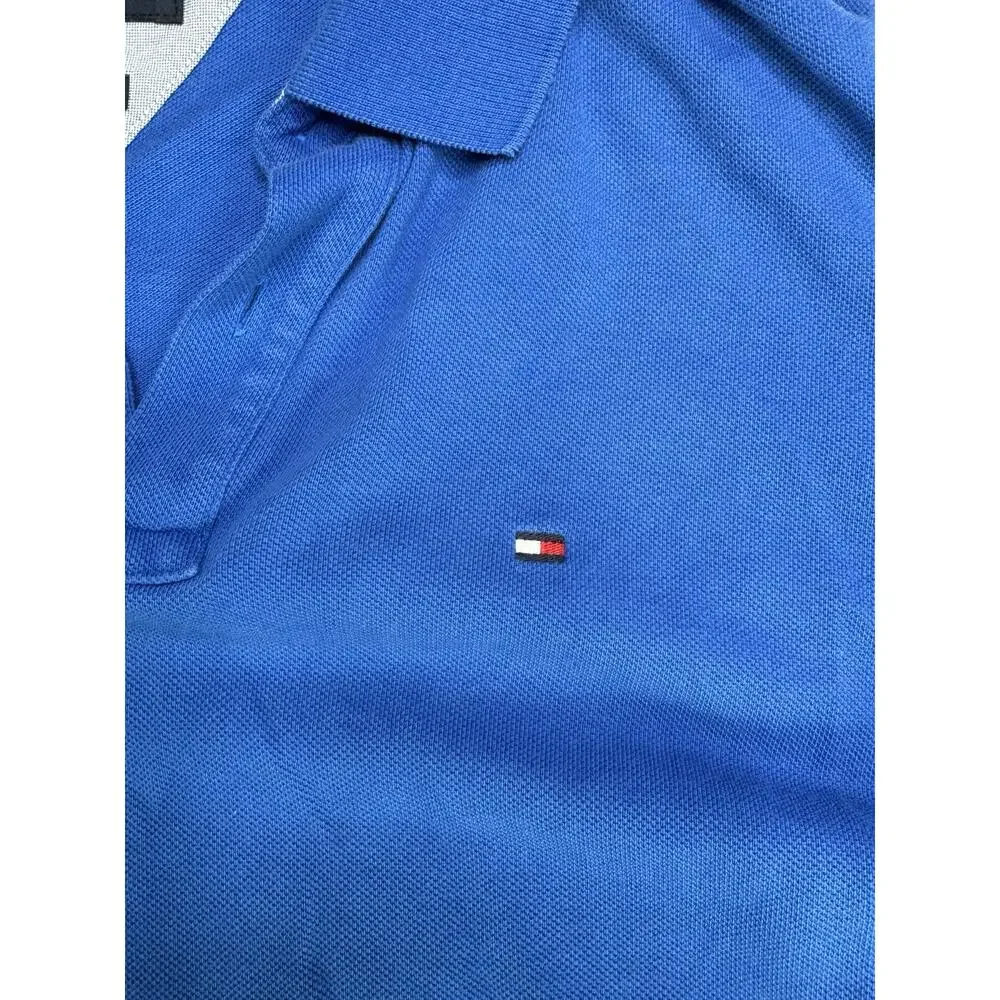 Tommy Hilfiger Custom Fit Polo Shirt Mens XL Royal Blue Cotton Flag Logo